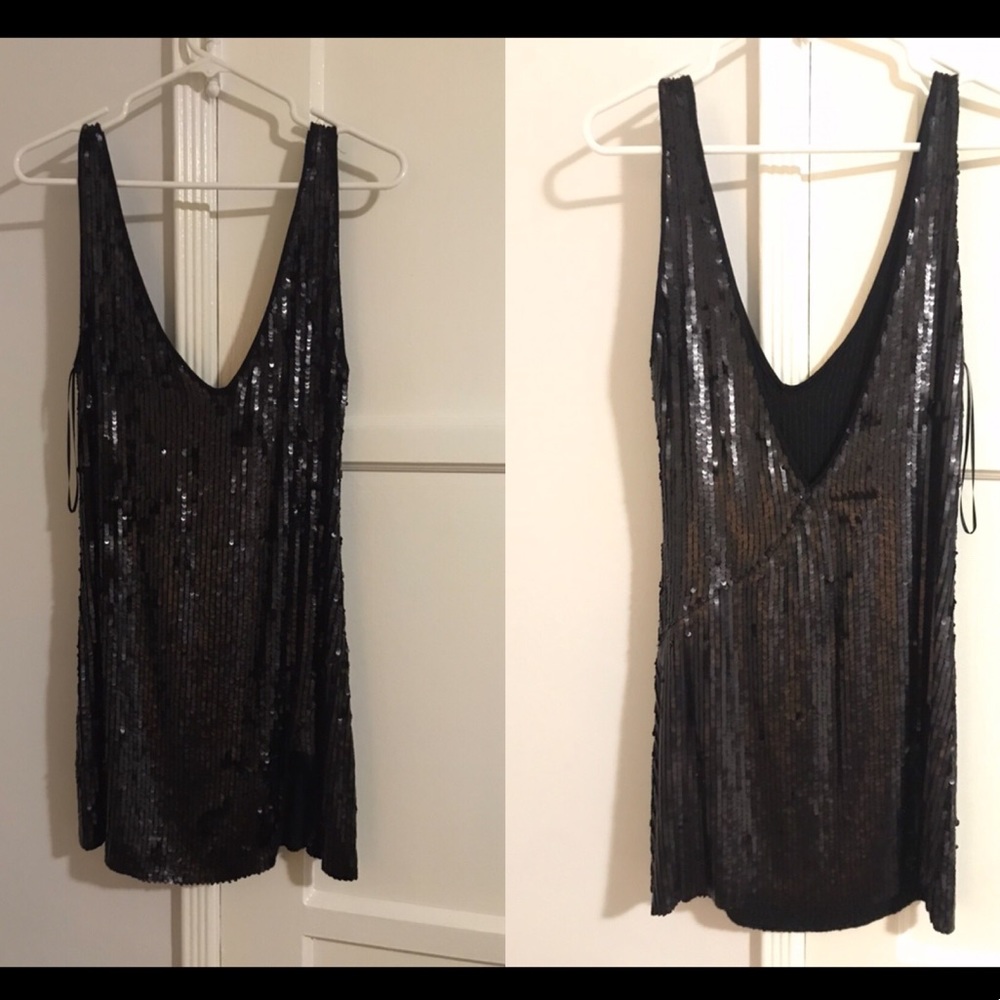 Free People Black Embellished Sequin Slip Dress